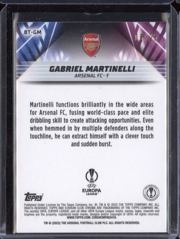 Gabriel Martinelli 2022-23 Topps Stadium Club Chrome BT-GM Beam Team Orange 5/25