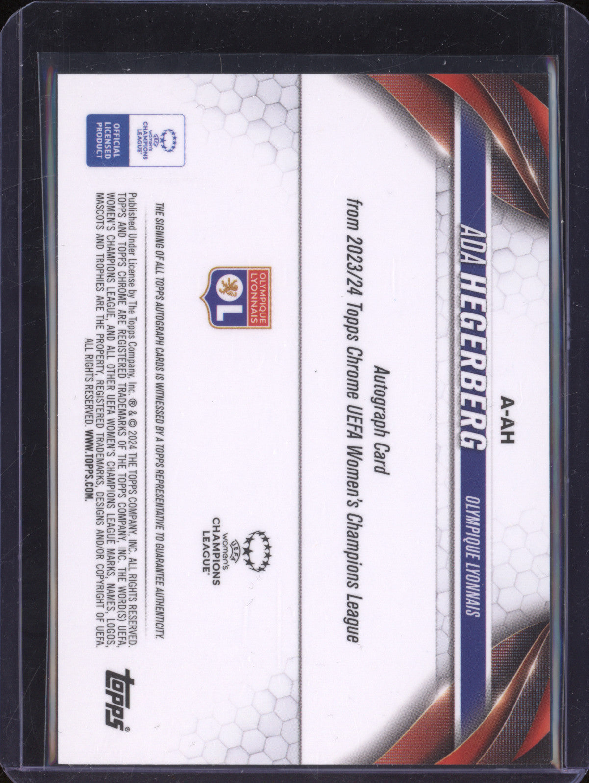 Ada Hegerberg 2023-24 Topps Chrome UWCL A-AH Autograph Rose Gold Mojo 105/125