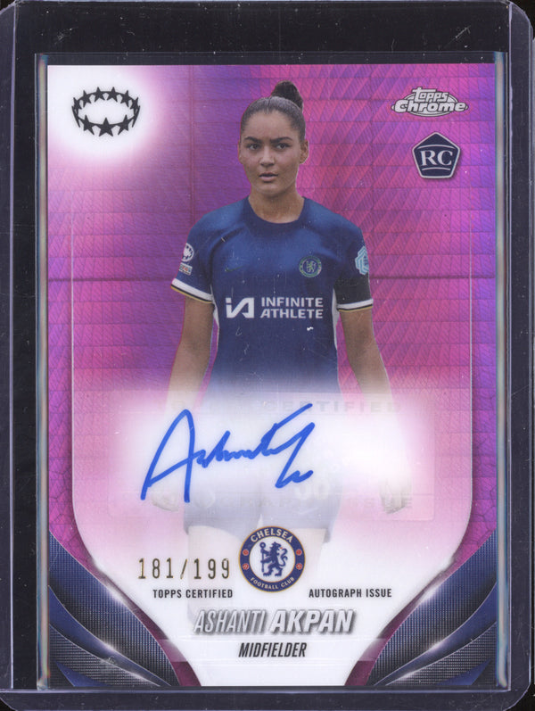 Ashanti Akpan 2023-24 Topps Chrome UWCL A-AA Autograph Pink Prism RC 181/199