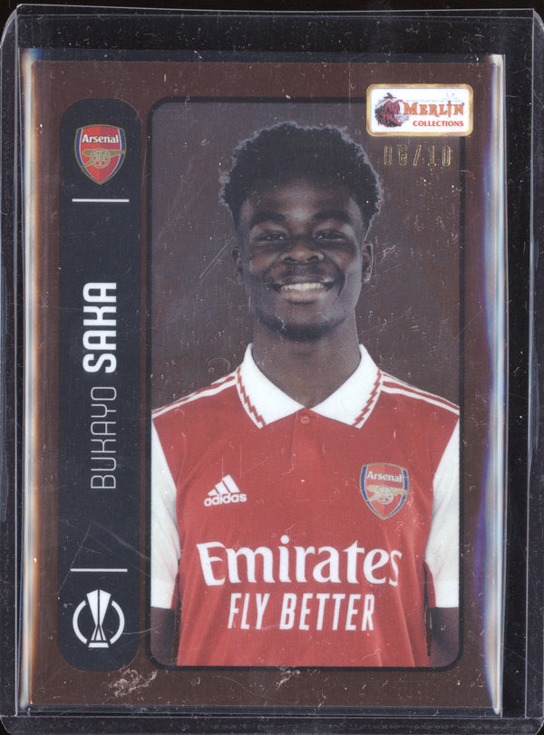 Bukayo Saka 2022-23 Topps Merlin Heritage 98 75 Orange 6/10