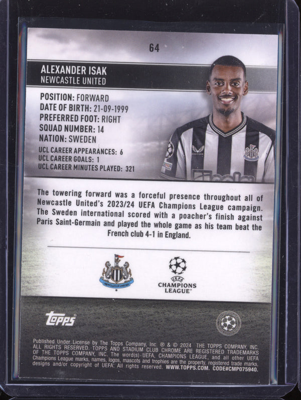 Alexander Isak 2023-24 Topps Stadium Club Chrome UEFA 64 Gold 26/50