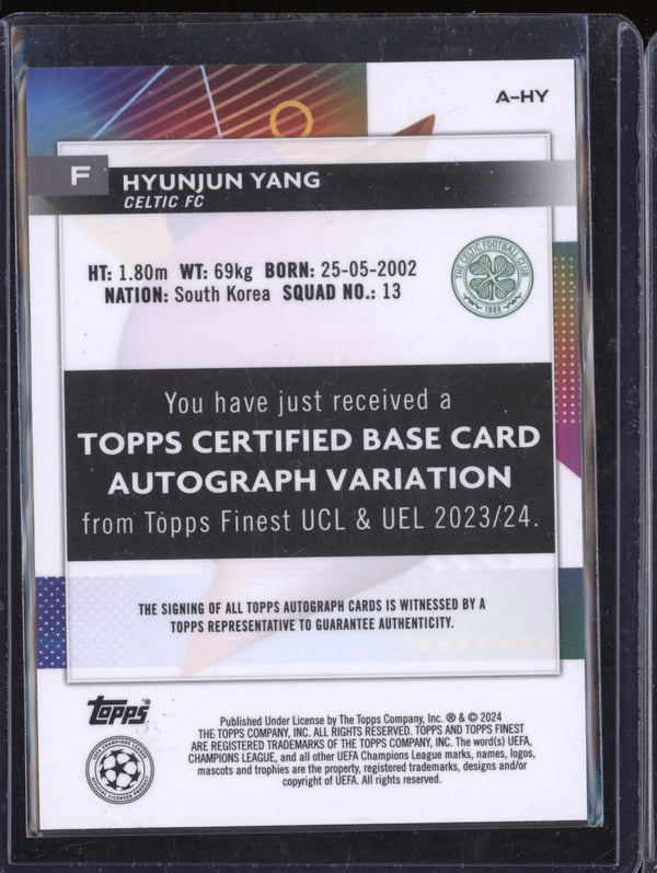 Hyunjun Yang 2023-24 Topps Finest A-HY Autograph