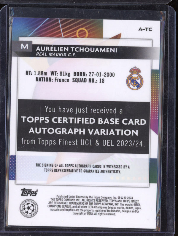 Aurelien Tchouameni 2023-24 Topps Finest A-TC Neon Green Refractor Autograph 72/99