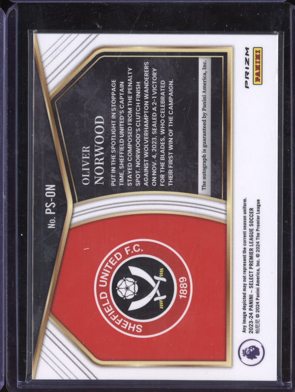 Oliver Norwood 2023-24 Panini Select Premier League PS-ON Pitchside Sig Red