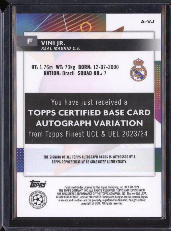 Vini Jr 2023-24 Topps Finest A-VJ Gold Refractor Autograph 42/50