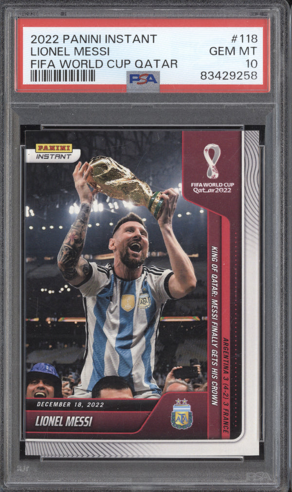 Lionel Messi 2022 Panini Instant 118 FIFA World Cup Qatar 1/22081 PSA 10