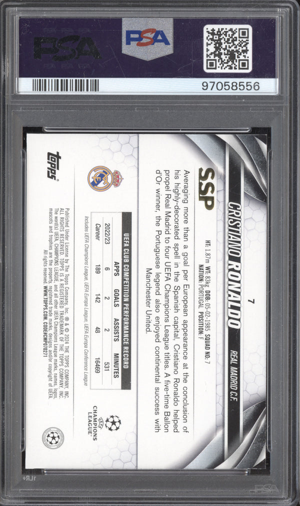 Cristiano Ronaldo 2023-24 Topps UEFA CC 7 SSP PSA 9