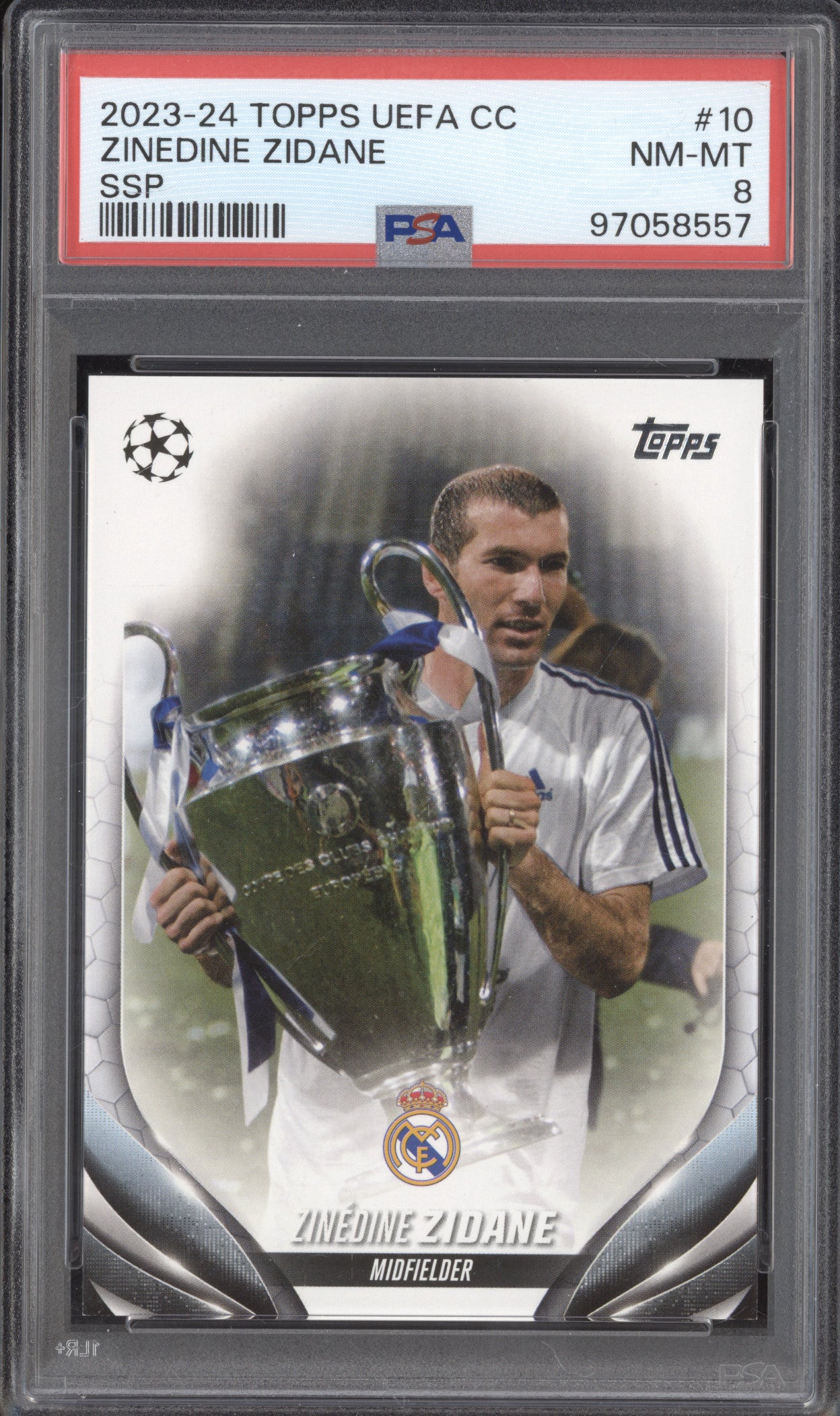 Zinedine Zidane 2023-24 Topps UEFA CC 10 SSP PSA 8