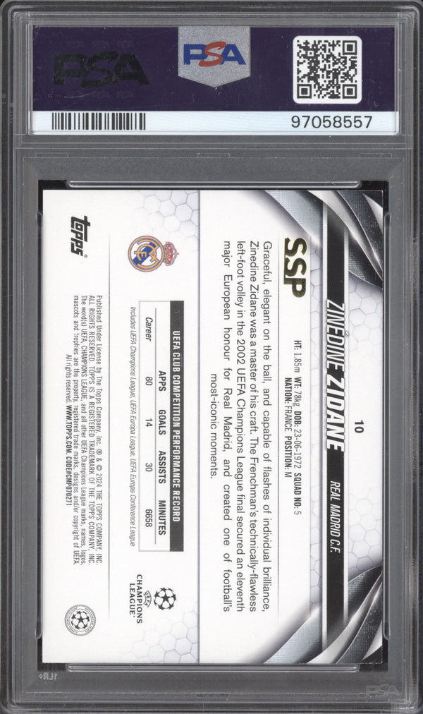 Zinedine Zidane 2023-24 Topps UEFA CC 10 SSP PSA 8