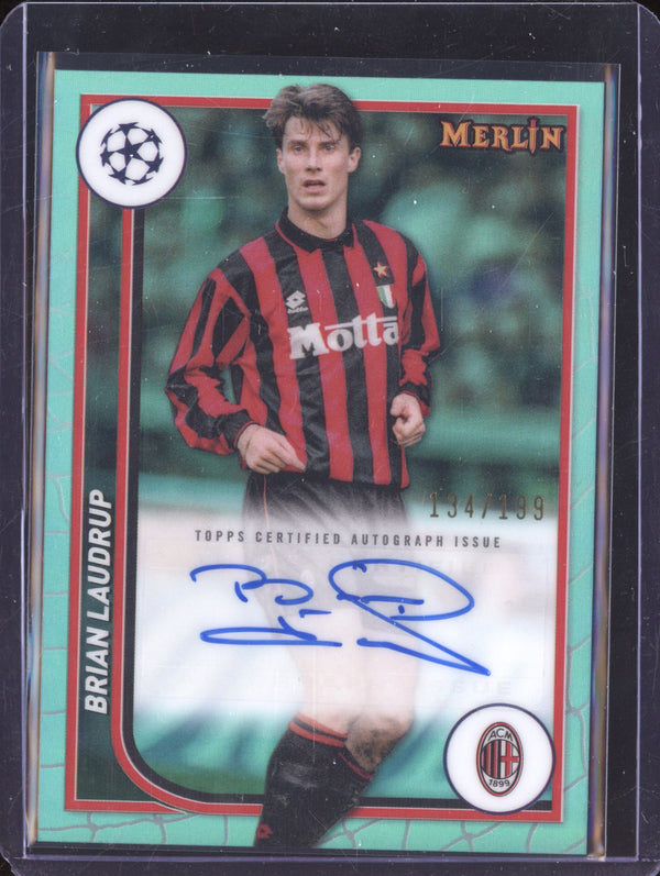 Brian Laudrup 2023-24 Topps Merlin UCC AU-BL Aqua Refractor Autograph 134/199