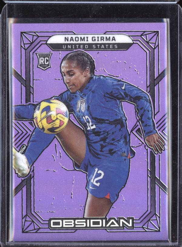 Naomi Girma 2022-23 Panini Obsidian 199 Electric Etch Purple Flood RC 7/25