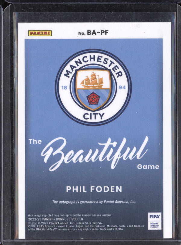 Phil Foden 2022-23 Topps Donruss BA-PF The Beautiful Game Auto