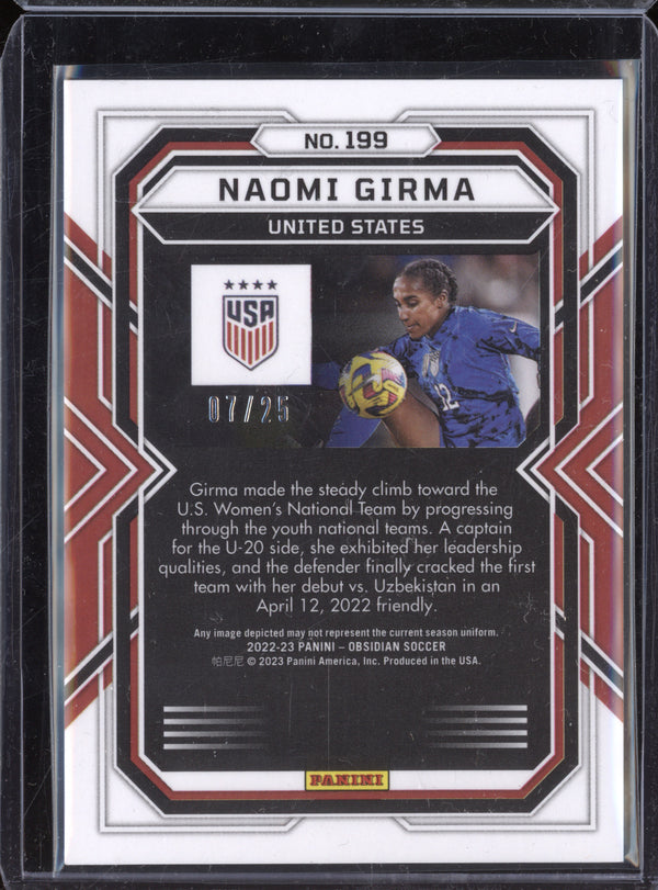 Naomi Girma 2022-23 Panini Obsidian 199 Electric Etch Purple Flood RC 7/25