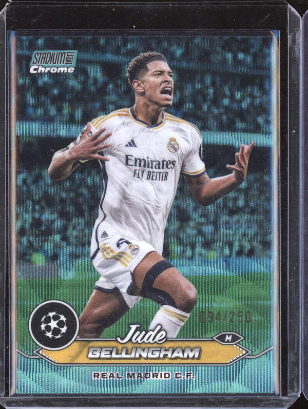 Jude Bellingham 2023-24 Topps Stadium Club Chrome UEFA 55 Aqua Wave 94/250