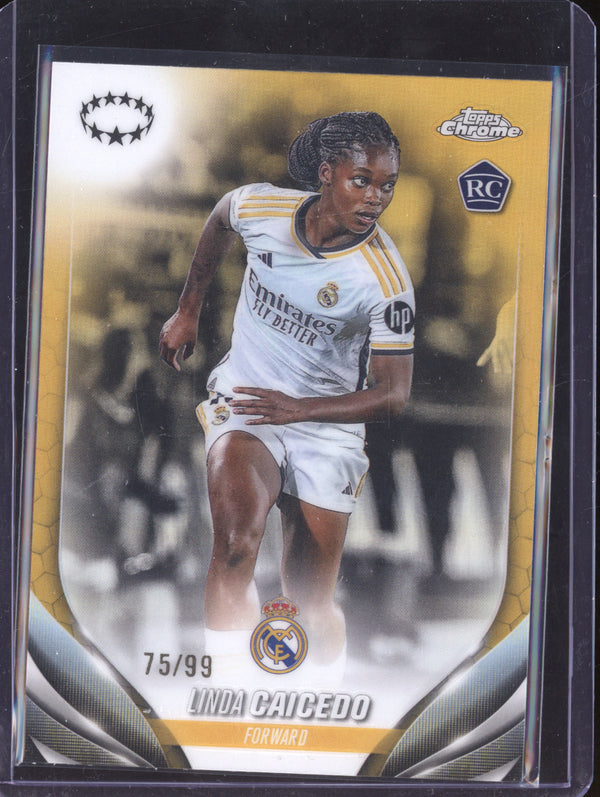 Linda Caicedo 2023-24 Topps Chrome UWCL 18 Color Match Variation RC 75/99