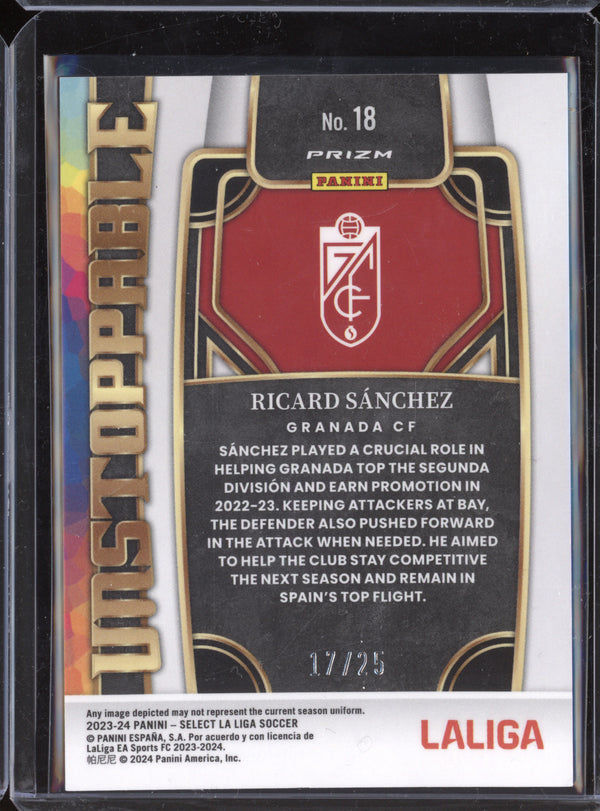 Ricard Sanchez 2023-24 Panini Select La Liga 18 Unstoppable Pink RC 17/25