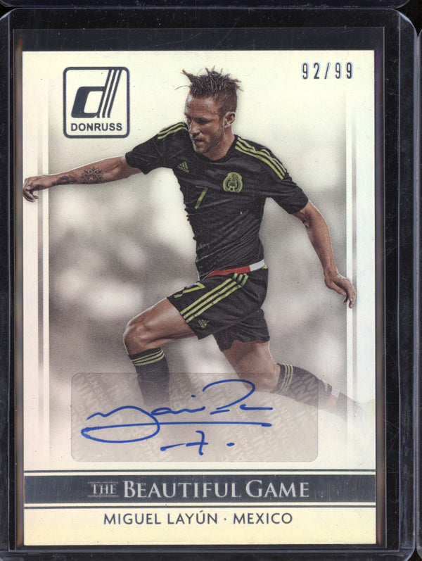 Miguel Layun 2015 Panini Donruss MG-ML The Beautiful Game Signatures Silver 92/99