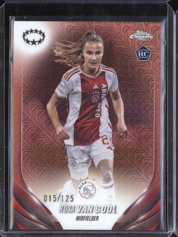 Rosa Van Gool 2023-24 Topps Chrome UWCL 2 Rose Gold Mojo RC 15/125