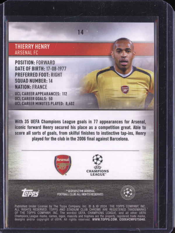 Thierry Henry 2023-24 Topps Stadium Club Chrome UEFA 14 Pink Red Electric Charge