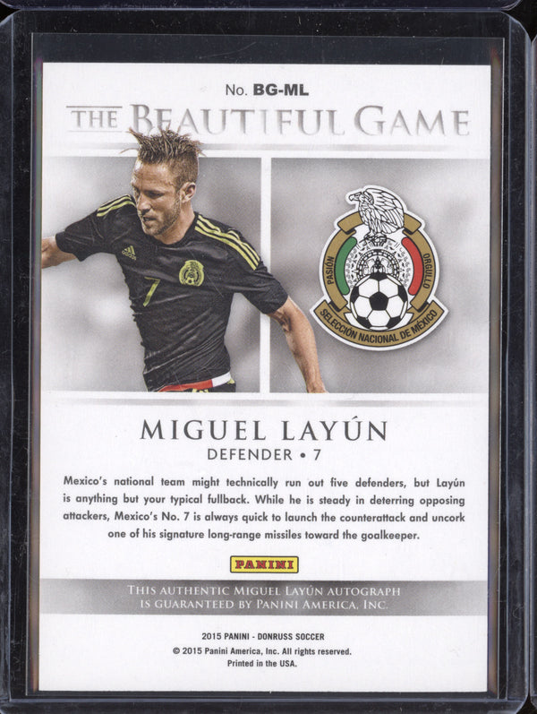 Miguel Layun 2015 Panini Donruss MG-ML The Beautiful Game Signatures Silver 92/99