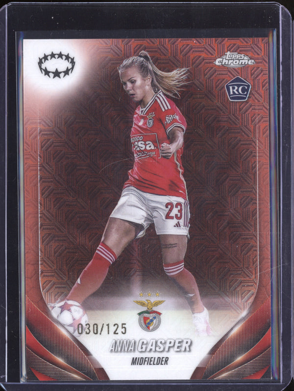 Anna Gasper 2023-24 Topps Chrome UWCL 95 Rose Gold Mojo RC 30/125