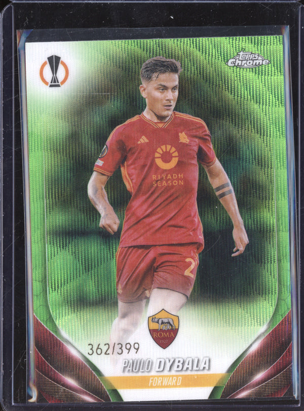 Paulo Dybala 2023-24 Topps Chrome UCC 128 Neon Green Wave Refractor 362/399