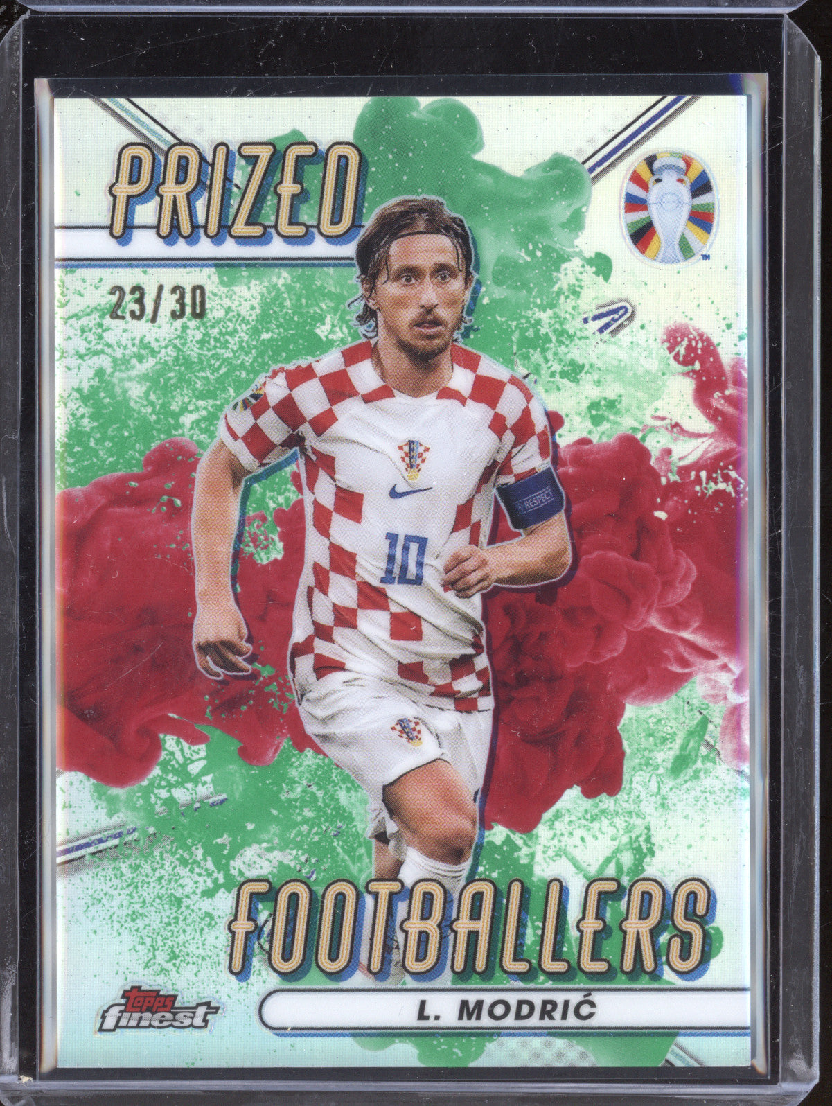Luka Modric 2023 Topps Finest Euro 2024 PFV-LM Prized Footballers GreenRed 23/30