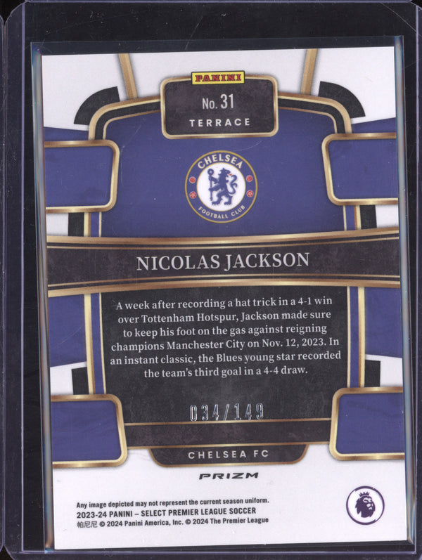 Nicolas Jackson 2023-24 Panini Select Premier League 31 Red Wave 34/149