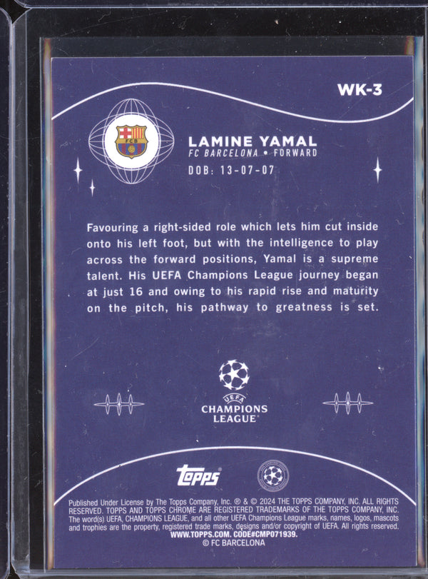 Lamine Yamal 2023-24 Topps Chrome UCC WK-3 Wonderkids RC