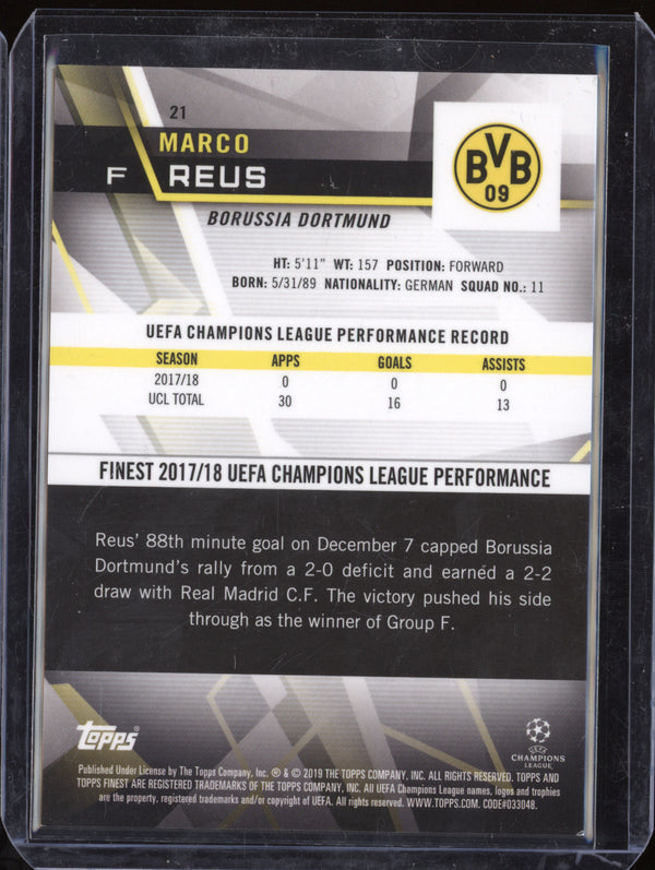 Marco Reus 2018-19 Topps Finest 21 Blue Refractor 125/150