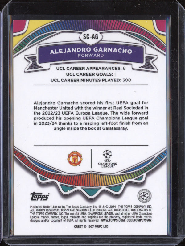 Alejandro Garnacho 2023-24 Topps Stadium Club Chrome UEFA Say Cheese Gold 25/50