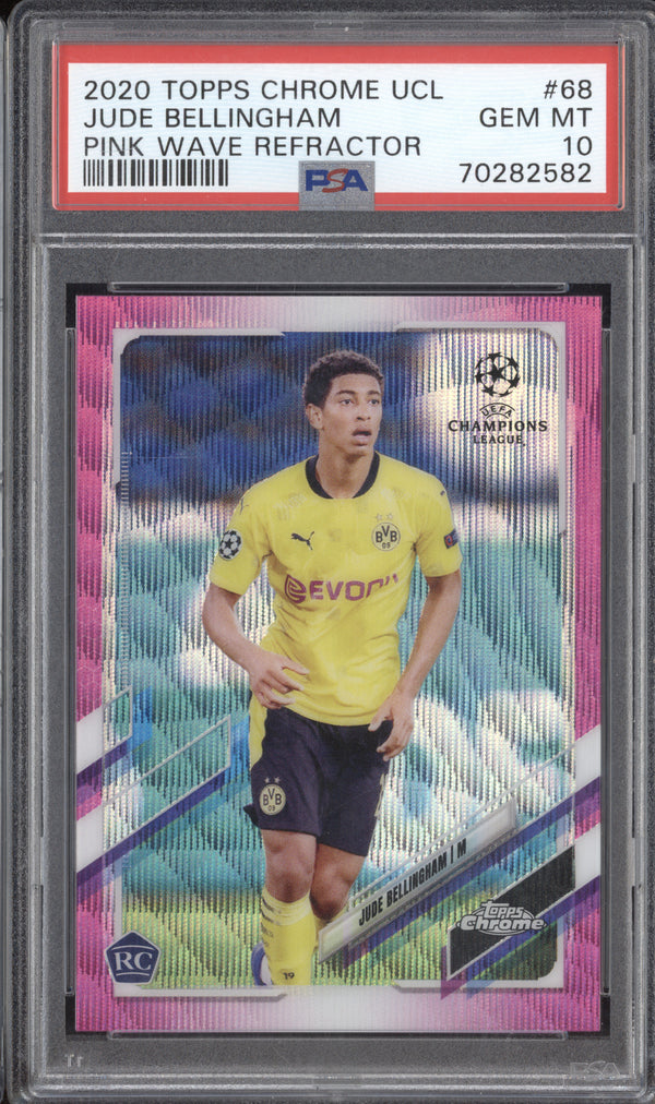 Jude Bellingham 2020-21 Topps Chrome 68 Pink Wave Refractor RC PSA 10