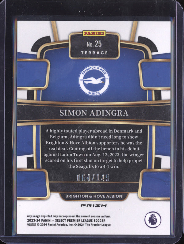 Simon Adingra 2023-24 Panini Select Premier League 25 Red Wave RC 64/149