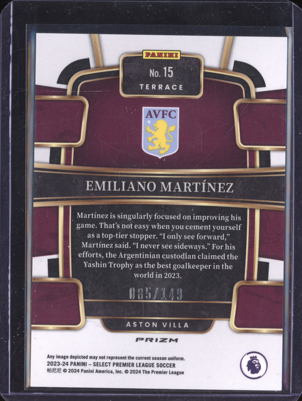 Emiliano Martinez 2023-24 Panini Select Premier League 15 Red Wave 85/149