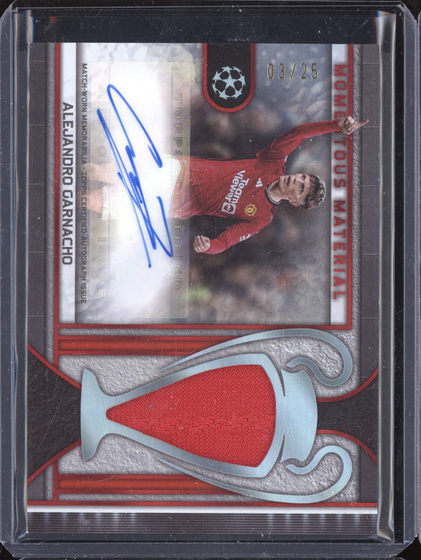 Alejandro Garnacho 2023 Topps Museum Collection Momentous Jersey Auto Ruby 3/25