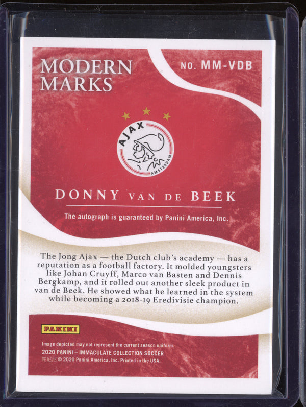 Donny van de Beek 2020 Panini Immaculate MM-VDB Modern Marks Sapphire 19/25