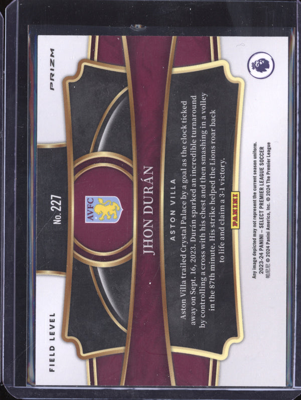 Jhon Duran 2023-24 Panini Select Premier League 227 Silver Field Level RC