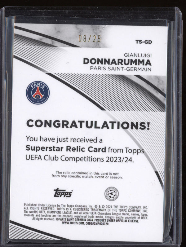 Gianluigi Donnarumma 2023-24 Topps UEFA Club Competitions TS-GD Superstar Relics Orange Foilboard 8/25