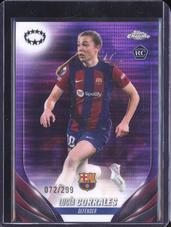 Lucia Corrales 2023-24 Topps Chrome UWCL 19 Purple Pulsar  RC 72/299