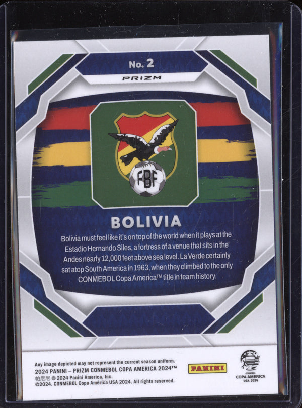 Bolivia 2024 Panini Prizm Copa America 2 Team Badges Silver