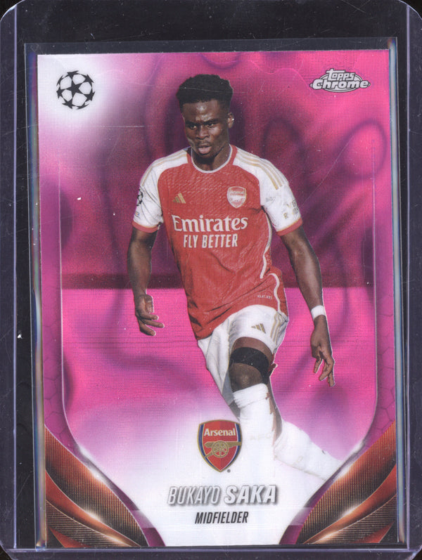 Bukayo Saka 2023-24 Topps Chrome UCC 148 Pink Lava Refractor