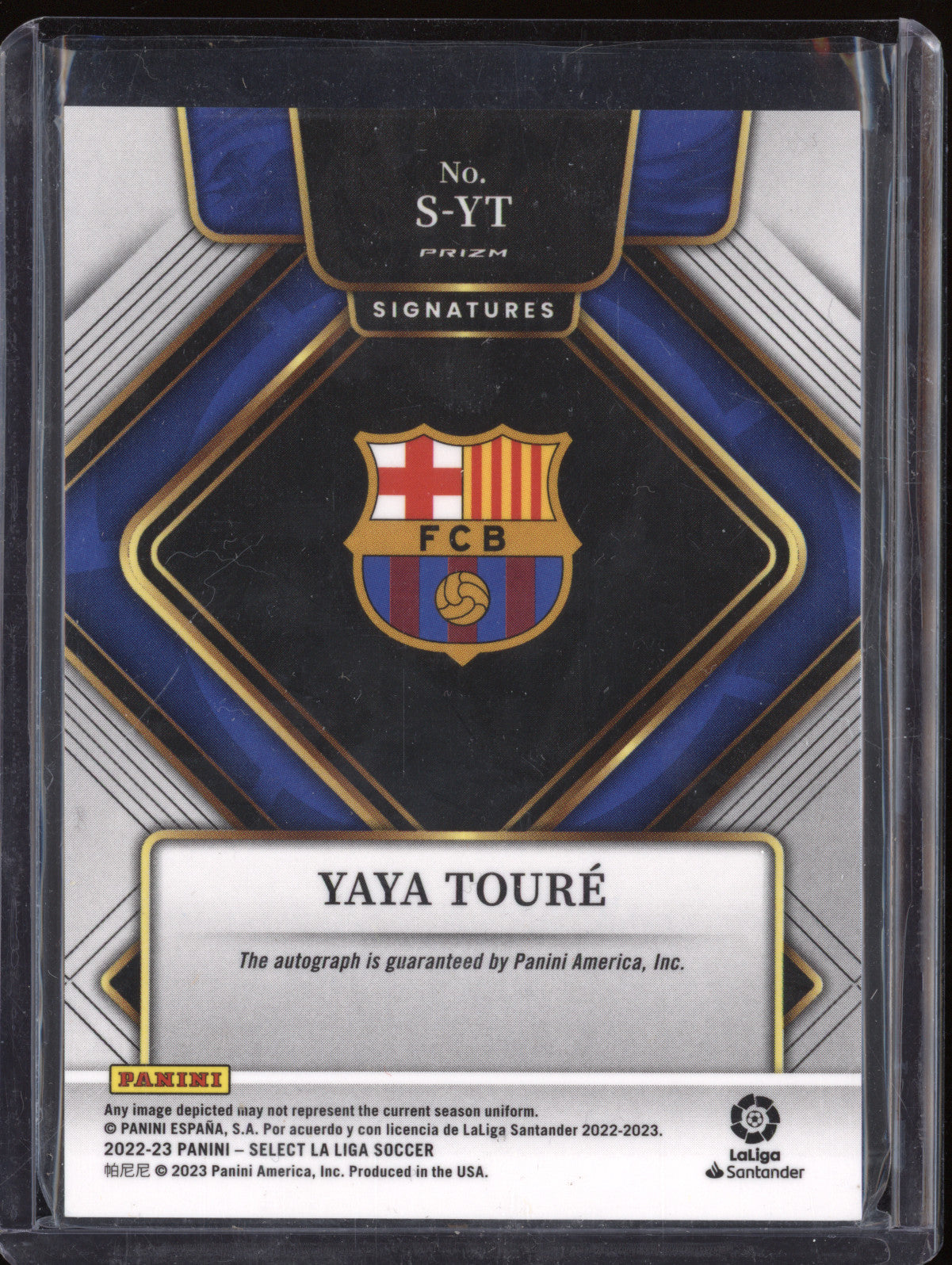 Yaya Toure 2022-23 Panini Select S-YT Signatures