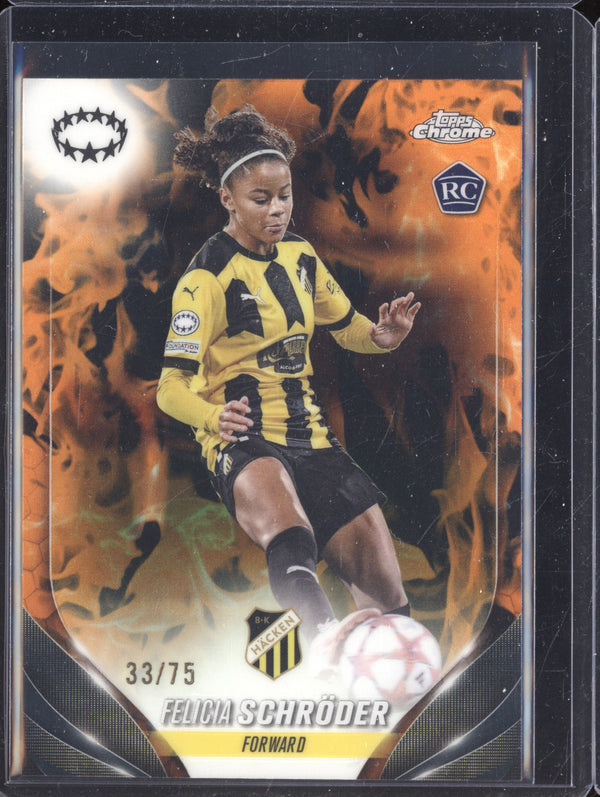 Felicia Schroder 2023-24 Topps Chrome UEFA Women's 86 Inferno RC 33/75