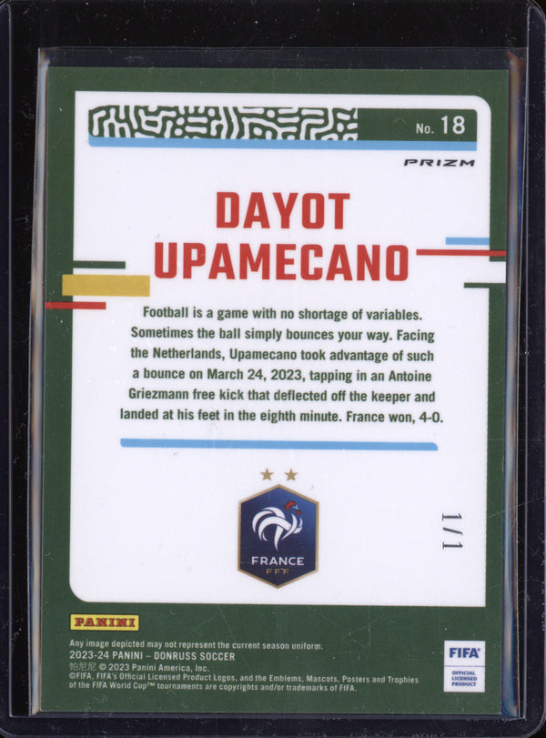 Dayot Upamecano 2023-24 Panini Donruss 18 Optic Black 1/1