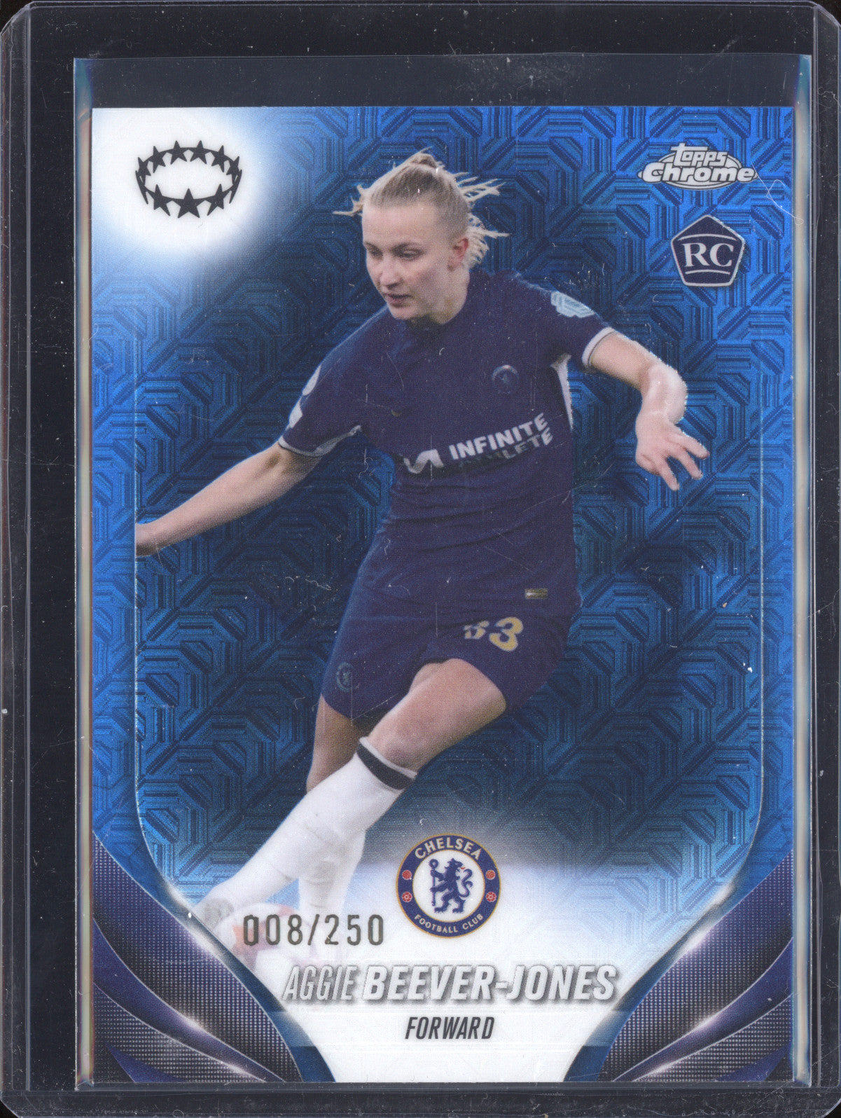 Aggie Beever-Jones 2023-24 Topps Chrome UEFA Women's 16 Blue Mojo RC 8/250