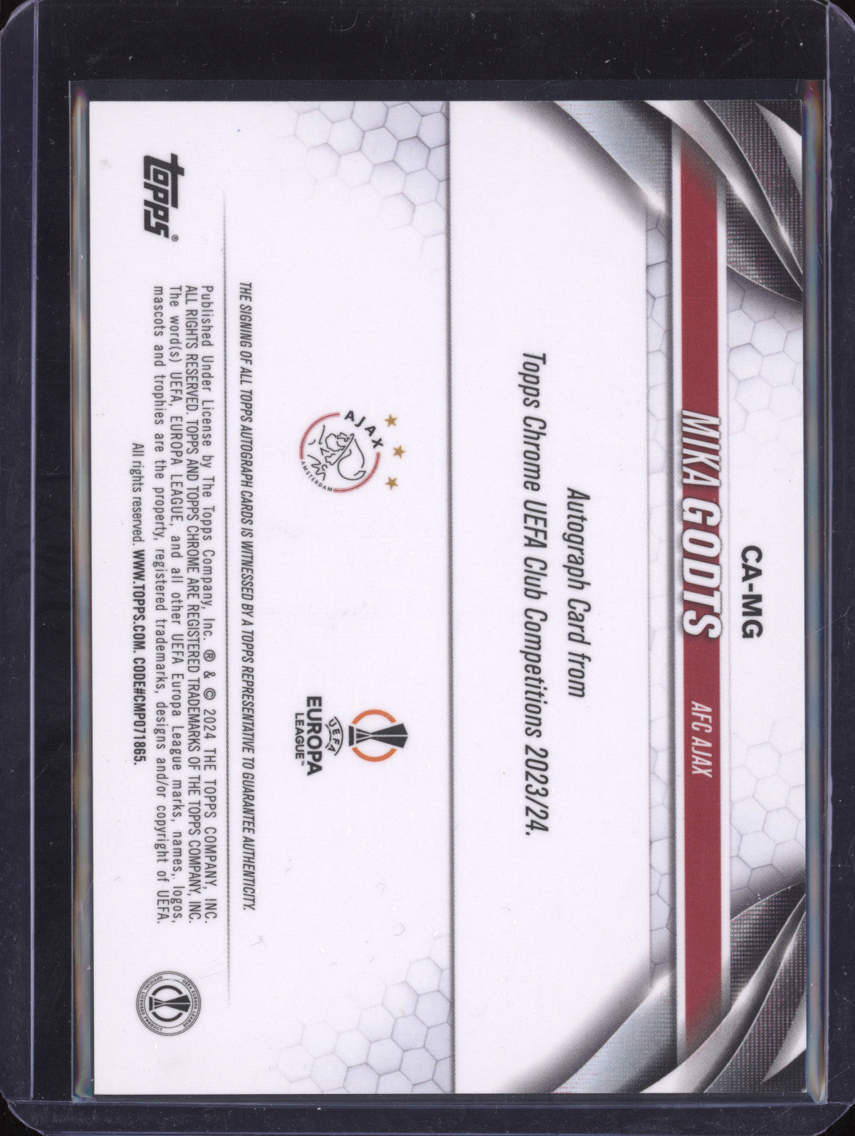 Mika Godts 2023-24 Topps Chrome UCC CA-MG Pink Shimmer Refractor Auto RC 83/250