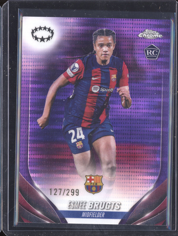 Esmee Brugts 2023-24 Topps Chrome UEFA Women's 71 Purple Pulsar RC 127/299