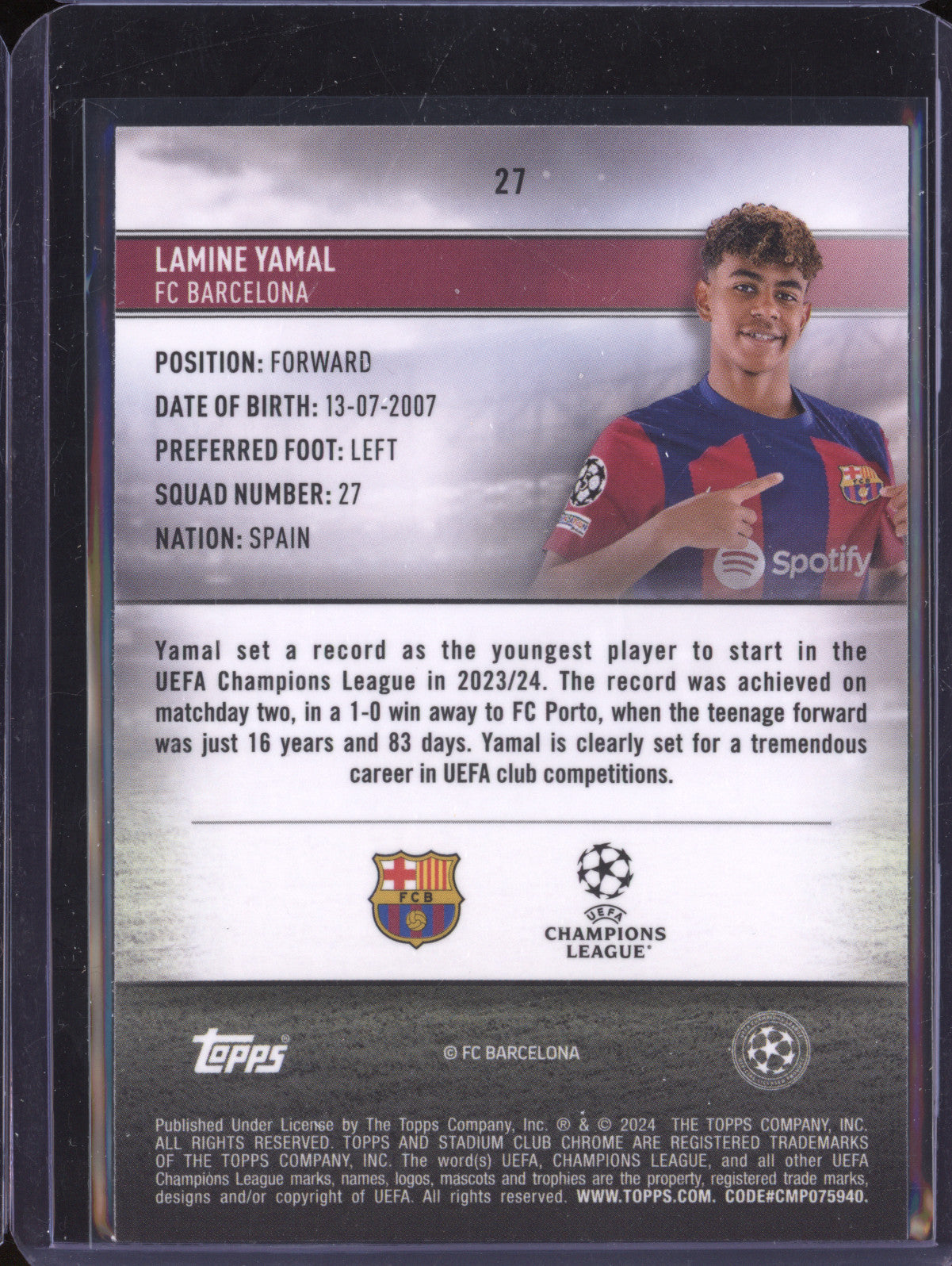 Lamine Yamal 2023-24 Topps Stadium Club Chrome 27 RC