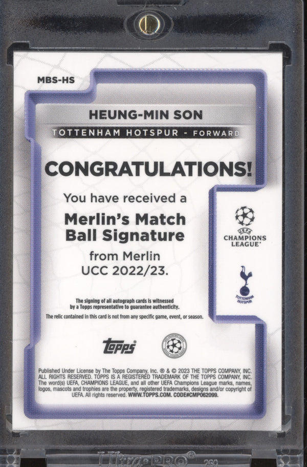 Heung-Min Son 2022-23 Topps Merlin Chrome UEFA Club Match Ball Signature Auto