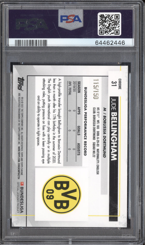 Jude Bundesliga 2020-21 Topps Chrome Bundesliga 31 Blue Wave Refractor RC 115/150 PSA 9